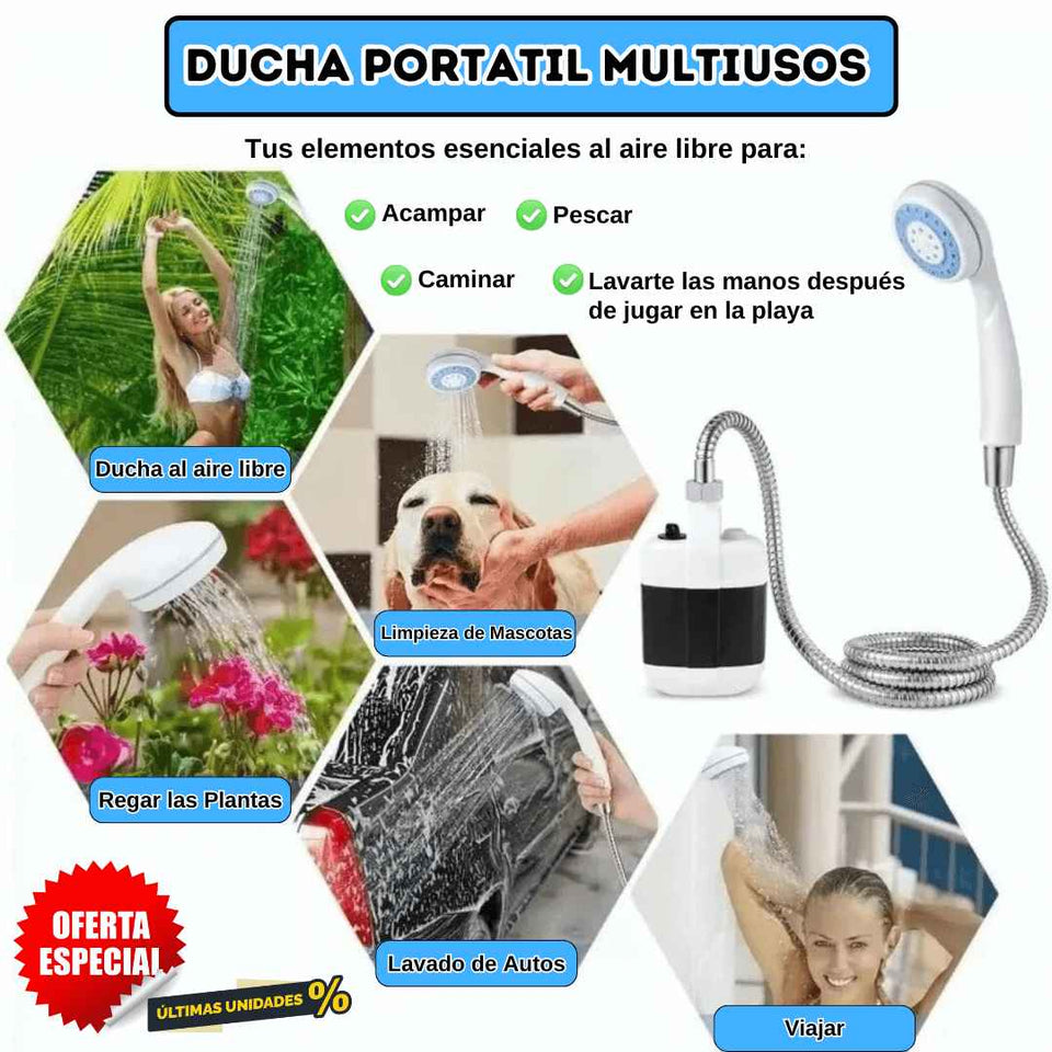🔋 Ducha Portátil con Batería Recargable: Tu Salvación al Aire Libre